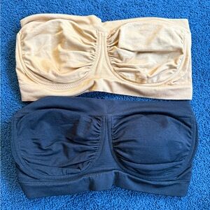 Breezies Tan and Black Underwire Bandeau Bras